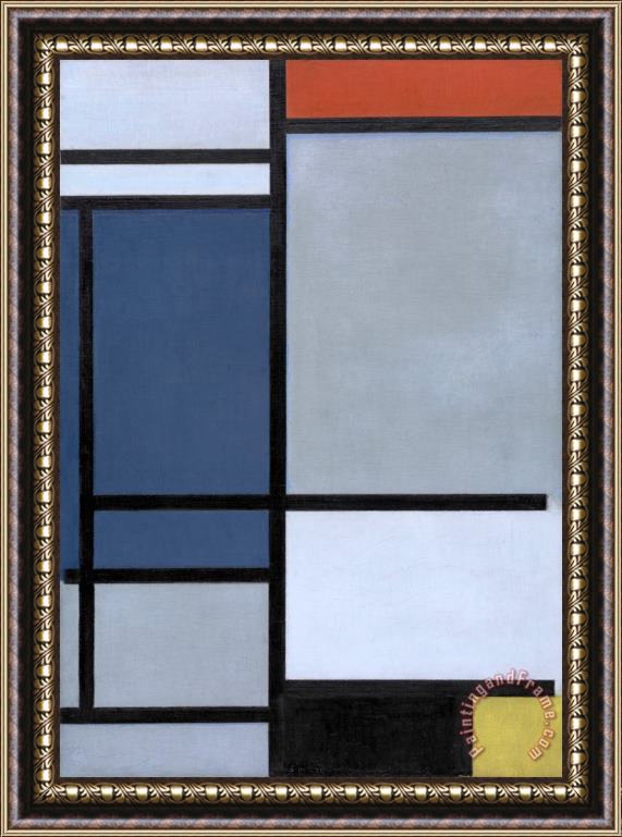 Piet Mondrian Composition with Red, Blue, Black, Yellow, And Gray Framed Print