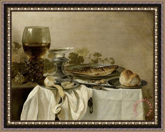 Pieter Claesz Still Life with a Fish Framed Painting