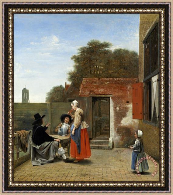 Pieter de Hooch A Dutch Courtyard Framed Print