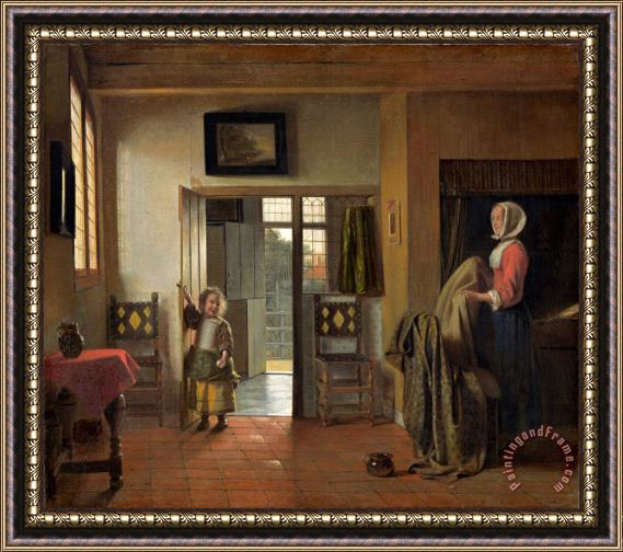 Pieter de Hooch The Bedroom Framed Print