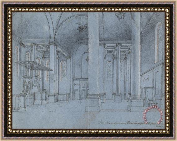 Pieter Jansz Saenredam Interieur Van De Nieuwe Kerk in Haarlem Framed Print
