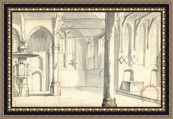 Pieter Jansz Saenredam Interieur Van De Sint Odulphuskerk Te Assendelft Framed Painting