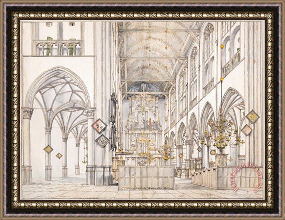 Pieter Jansz Saenredam Interior of The Church of St. Lawrence (groote Kerk Or Great Church) in Alkmaar, 1661 Framed Painting