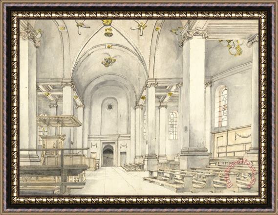 Pieter Jansz Saenredam Nave of The Nieuwe Kerk in Haarlem, From East to West Framed Painting