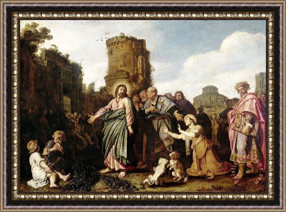 Pieter Lastman Christ And The Canaanite Woman Framed Print