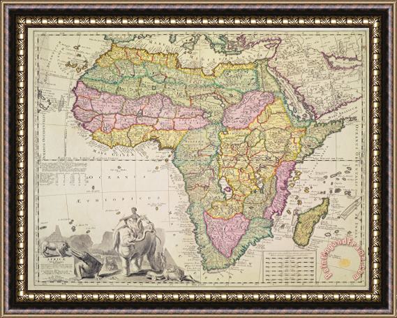 Pieter Schenk Map of Africa Framed Painting