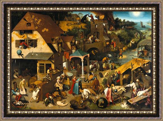 Pieter the Elder Bruegel The Dutch Proverbs Framed Print