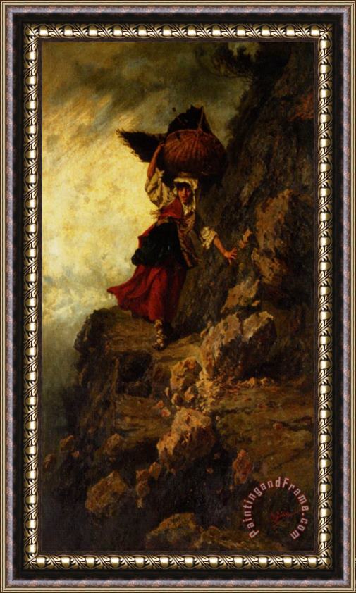 Pietro Gabrini On The Mountain Framed Painting