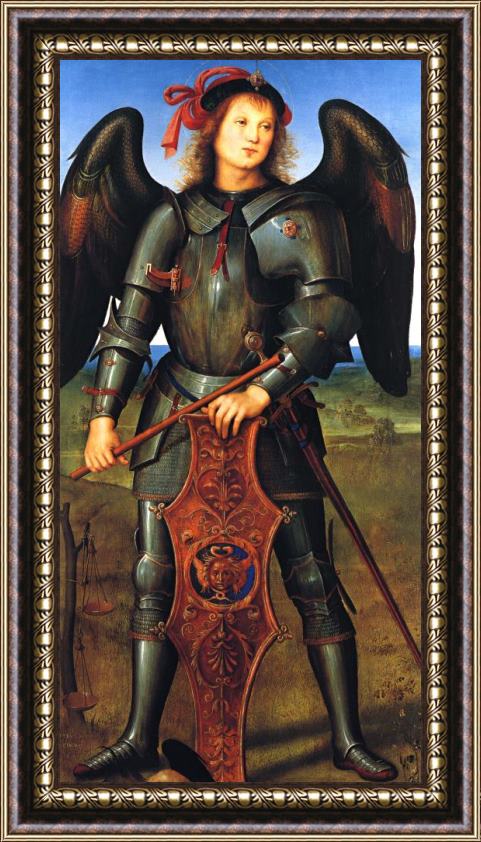 Pietro Perugino St. Michael (panel of The Polytych of Certosa Di Pavia) Framed Painting