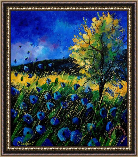 Pol Ledent Blue poppies Framed Painting