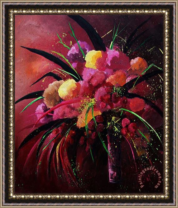 Pol Ledent Bunch Of Red Flowers Framed Painting