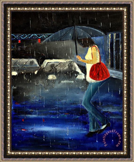 Pol Ledent In The Rain Framed Painting
