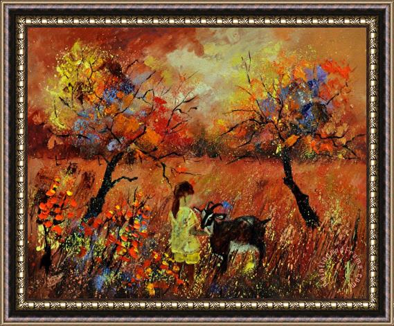 Pol Ledent Meeting In An Orchard Framed Painting
