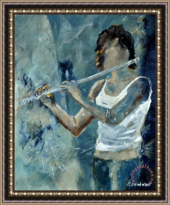 Pol Ledent Playing the flute Framed Painting