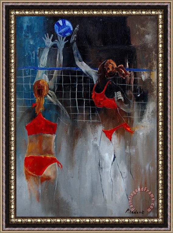 Pol Ledent Playing Volley Framed Painting