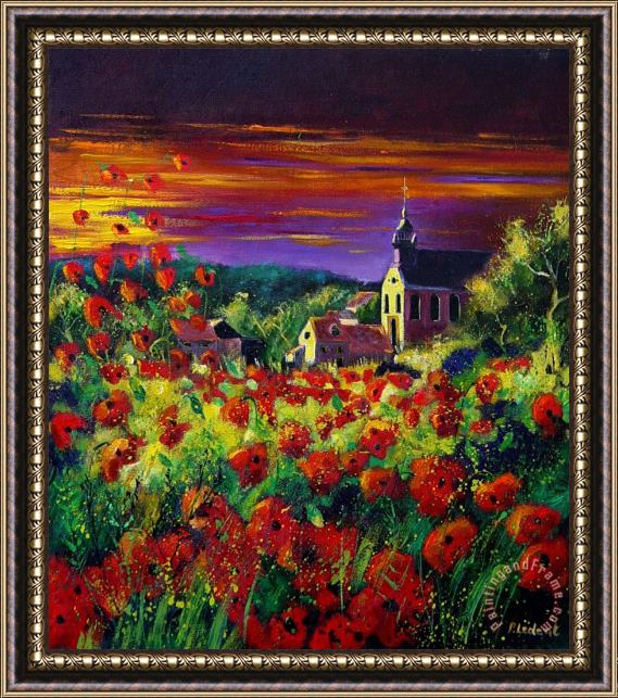 Pol Ledent Poppies in Foy Framed Painting