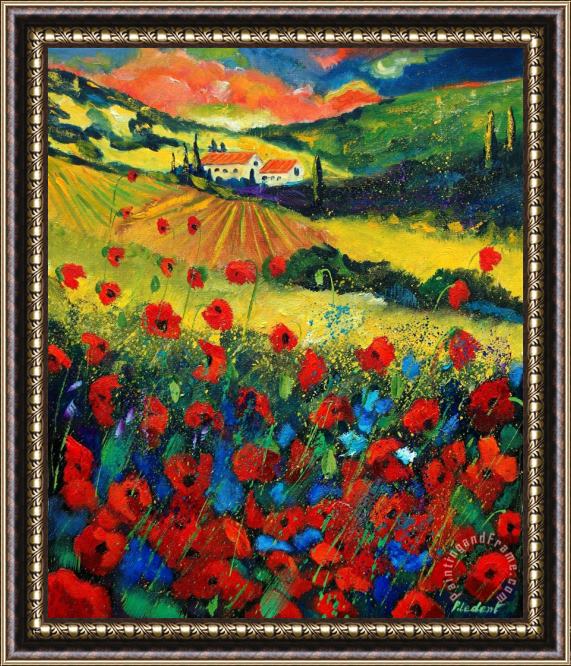 Pol Ledent Poppies In Tuscany Framed Painting