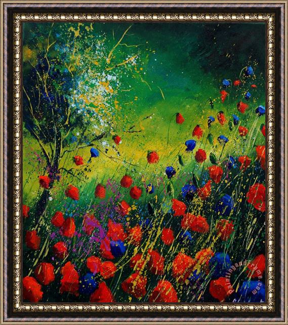 Pol Ledent Red And Blue Poppies 67 1524 Framed Print