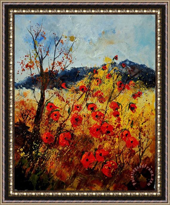 Pol Ledent Red Poppies In Provence Framed Painting
