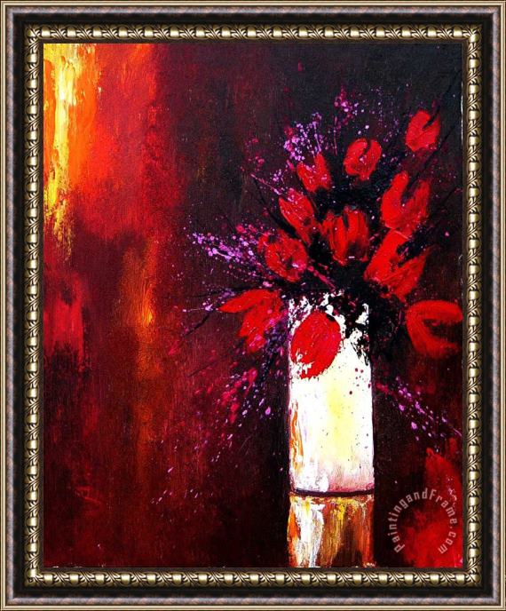 Pol Ledent Red Tulips Framed Painting