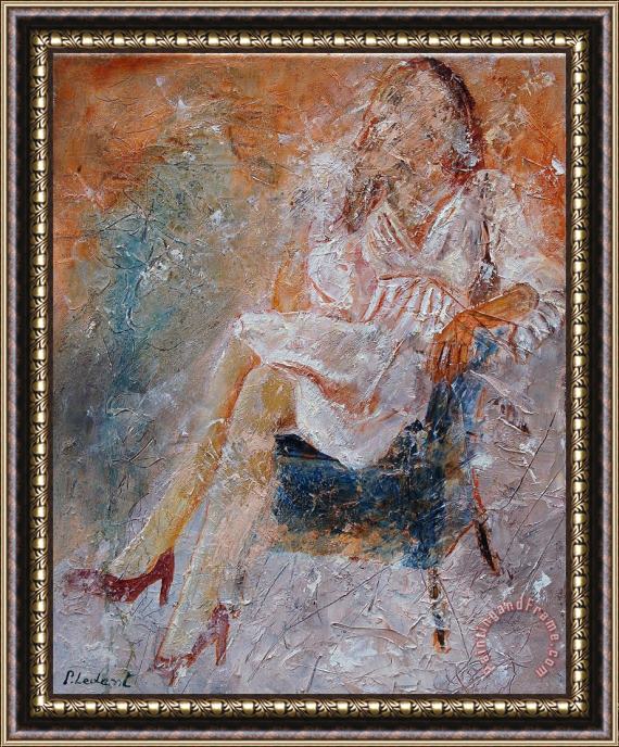 Pol Ledent Sitting Young Girl Framed Painting