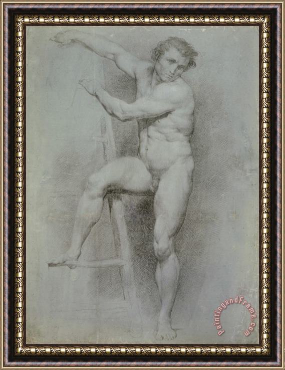 Pompeo Batoni Male Nude Leaning on a Ladder Framed Print