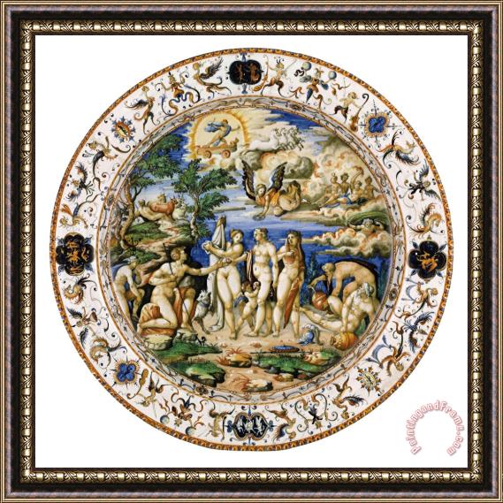 Probably the workshop of Orazio Fontana The Judgment of Paris Framed Print