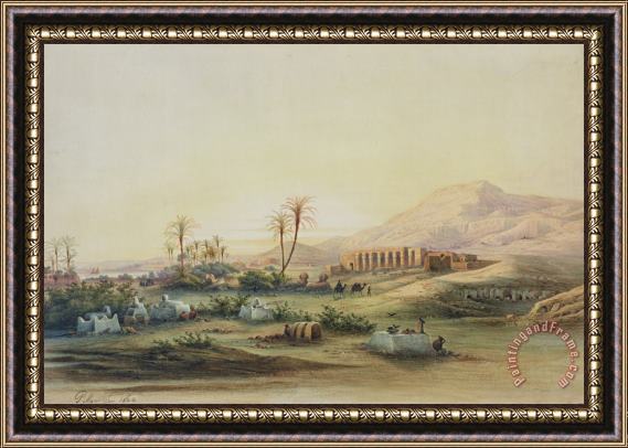 Prosper Georges Antoine Marilhat Valley of the Nile with the Ruins of the Temple of Seti I Framed Painting