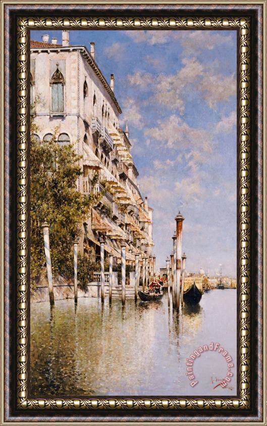 Rafael Senet Along The Grand Canal Framed Painting