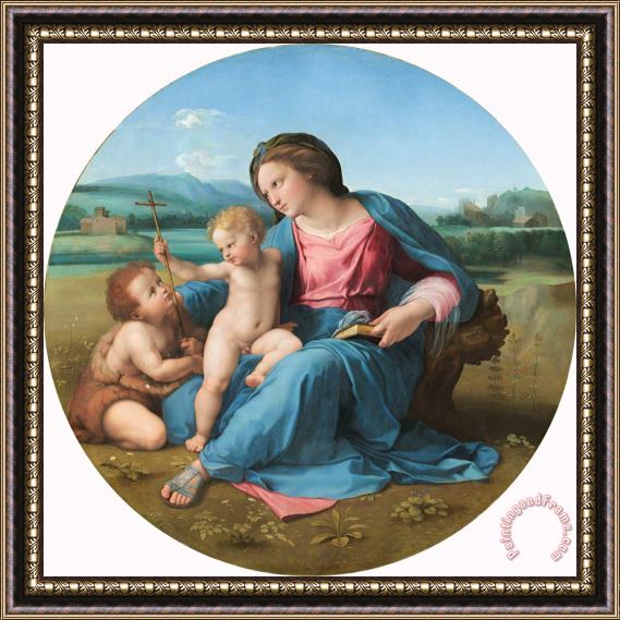 Raffaello Sanzio of Urbino The Alba Madonna Framed Painting