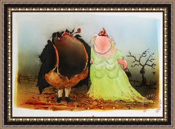 Ralph Steadman Animal Farm Man And Wife Framed Print