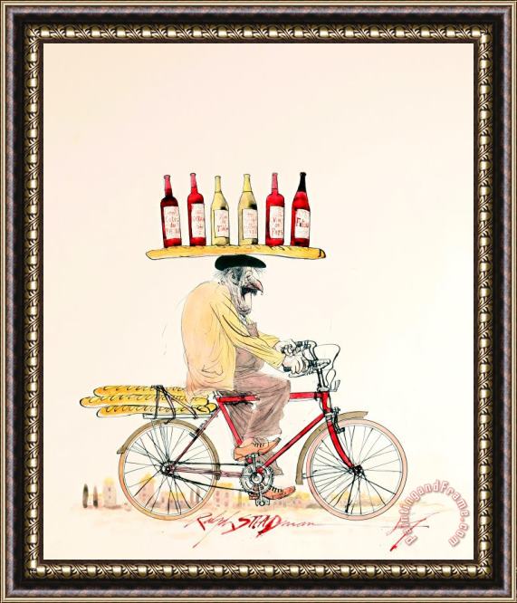 Ralph Steadman Frenchman on Bike Framed Print