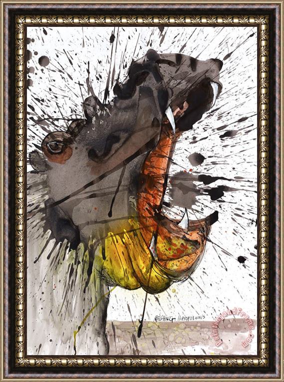 Ralph Steadman Hippopotamus, 2017 Framed Print