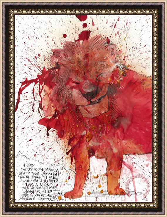Ralph Steadman Lion, 2017 Framed Painting