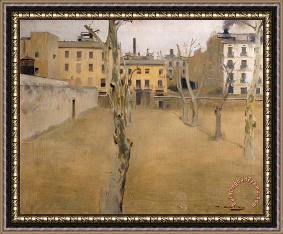 Ramon Casas i Carbo Courtyard of The Old Barcelona Prison (courtyard of The 'lambs') Framed Print
