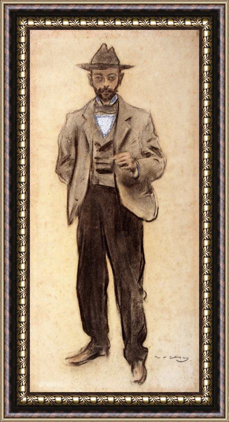 Ramon Casas i Carbo Portrait of Manolo Hugue Framed Print