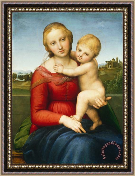 Raphael Raffaello Sanzio of Urbino The Small Cowper Madonna Framed Painting