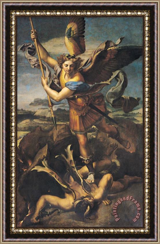 Raphael Saint Michael Overwhelming the Demon Framed Print