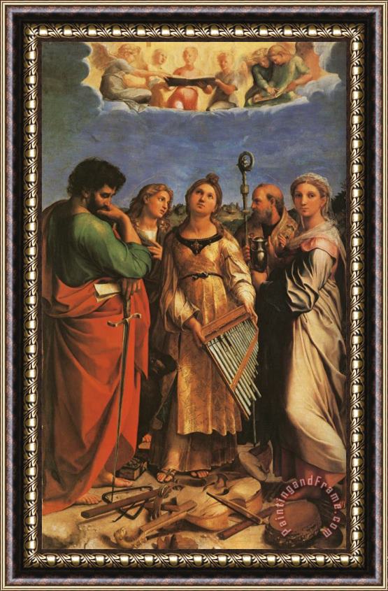 Raphael St Cecilia with Sts Paul, John Evangelists, Augustine And Mary Magdalene Framed Print