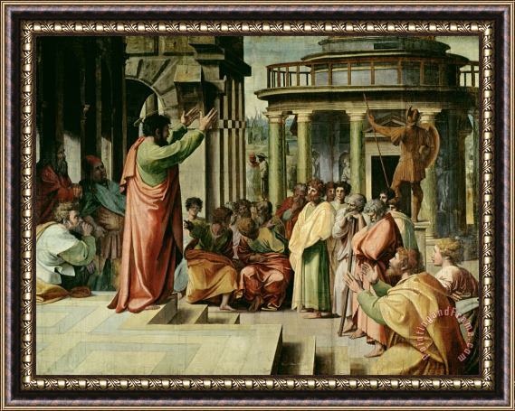 Raphael St. Paul Preaching at Athens Framed Painting