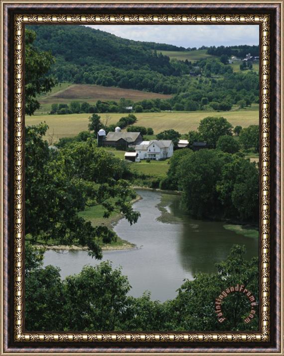 Raymond Gehman A Farm on The Banks of The Susquehanna River Photograph Taken Near The Endless Mountains Framed Painting