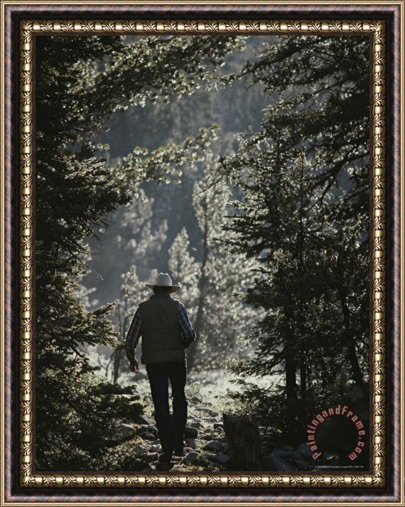 Raymond Gehman A Man on a Trail in The Wind River Range Framed Painting