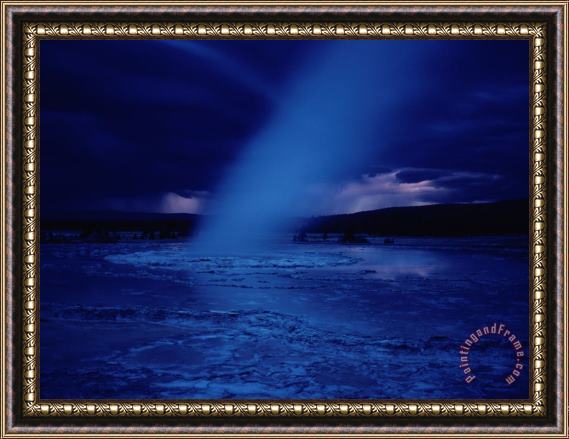 Raymond Gehman A Moonlit Geyser Erupts Framed Painting