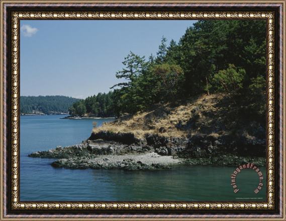Raymond Gehman A Scenic View of a Peaceful Shoreline Framed Painting