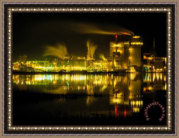 Raymond Gehman A Time Exposure Taken at Night of The Mill And The River Framed Painting