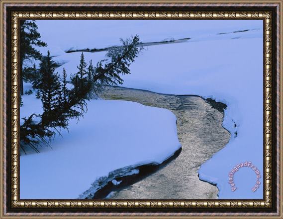 Raymond Gehman A Twilight View of Baronette Creek Winding Through a Snowy Landscape Framed Print