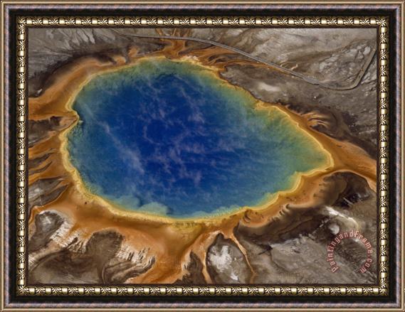 Raymond Gehman Algae Tinted Shallows Ring Yellowstone S Steaming Grand Prismatic Spring Framed Print
