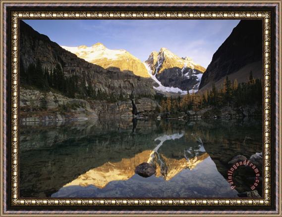 Raymond Gehman Alpenglow Illuminates Glacier And Ringrose Peaks Framed Painting