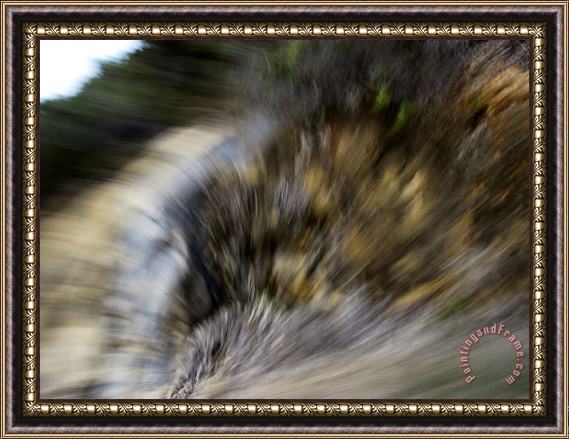 Raymond Gehman Blurred Abstract View of Dirt And Cut Stone Bank Along a Road Side Framed Print