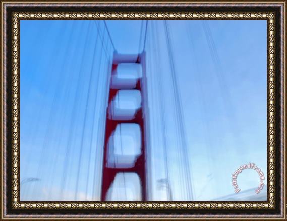 Raymond Gehman Blurred Picture of Golden Gate Bridge While Driving Over It Framed Painting